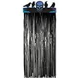 Amscan 9907413 Halloween Boneshine Fever Skull and Crows Black Door Curtain 2.35m