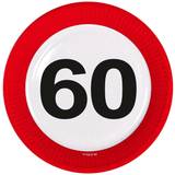 Folat 60th Birthday Traffic Sign Paper Plates 8 pieces