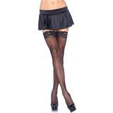 Leg Avenue Sheer Thigh Highs With Lace Tops Black UK 8 to 14
