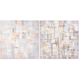 Dkd Home Decor Painting Squares Canvas Abstract (2 pcs) (100 x 3 x 100 cm) Framed Art
