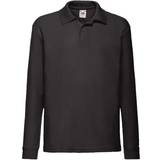 Elastane Tops Children's Clothing Fruit of the Loom Kid's 65/35 Long Sleeve Polo - Black (0632010)