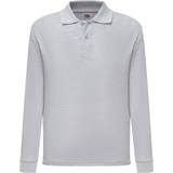 Buttons Polo Shirts Fruit of the Loom Kid's 65/35 Long Sleeve Polo - Heather Grey (0632010)