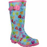 Cotswold Childrens Button Heart Wellies - Blue/Multi-coloured