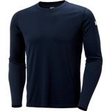 Blue - Men Base Layer Tops Helly Hansen Tech Crew Long Sleeve T-shirt Men - Navy