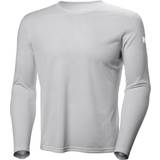 Grey - Men Base Layers Helly Hansen Tech Crew Long Sleeve T-shirt Men - Light Grey