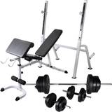 Exercise Bench Set vidaXL Workout Bench with Weight Rack, Barbell and Dumbbell Set 60.5kg