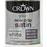 Crown Non Drip Metal Paint, Wood Paint Pure Brilliant White 0.75L