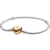 Bracelets Pandora Moments Heart Clasp Snake Chain Bracelet - Silver/Gold