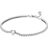 Pandora Sparkling Heart Tennis Bracelet - Silver/Transparent