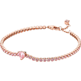 Pink Bracelets Pandora Sparkling Heart Tennis Bracelet - Rose Gold/Pink