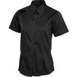 Uneek Ladies Pinpoint Oxford Half Sleeve Shirt - Black
