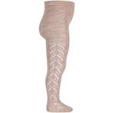 Condor Merino Wool Blend Tights with Openwork Hearts - Oatmeal (15271_000_901)