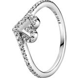 Silver Rings Pandora Sparkling Wishbone Heart Ring - Silver/Transparent