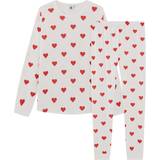 Petit Bateau Heart Print Pajamas - White