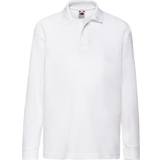 Elastane Polo Shirts Children's Clothing Fruit of the Loom Boy's 65/35 Long Sleeve Polo Shirts 2-pack - White