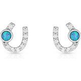 Opal Earrings Montana Silversmiths Lightfoot Horseshoe Earrings - Silver/Transparent/Turquoise