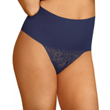 Maidenform Lace Shaping Thong with Cool Comfort Fabric - Navy