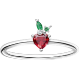 Green Jewellery Thomas Sabo Charm Club Strawberry Ring - Silver/Green/Red/Transparent