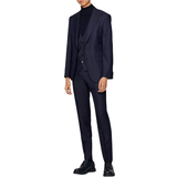 Suits Boss Genius Textured Weave Peak Lapel 3-Piece Suit - Navy