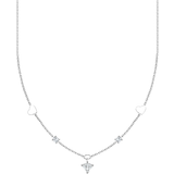 Adjustable Size Necklaces Thomas Sabo Charm Club Delicate Hearts Necklace - Silver/Transparent