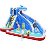 Costway Inflatable Water Slide Shark Bounce House Castle without Blower