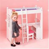 Teamson White Doll Bunk Bed with Desk Olivia's World 18' Wooden Furniture Toy TD-0204A White
