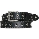 Jack Daniels Slender Studded Leather Belt with Grommets - Black