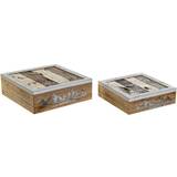 White Small Boxes Dkd Home Decor Set of decorative boxes Wood Metal MDF Wood (2 pcs) Small Box