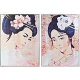Dkd Home Decor Painting Canvas Geisha (2 pcs) (103.5 x 4.5 x 144 cm) Framed Art