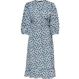 Wrap Dresses Only Olivia 3/4-Sleeve Wrapping Middle Dress - Blue/Fog