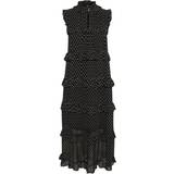 Part Two Parilla Midi Dress With Ruffles - Black Mini Block Print