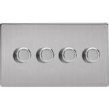 Dimmers Varilight Screwless 4-Gang 2-Way Push-On/Off Rotary LED Dimmer TwinPlate Brushed Steel JDSDP254S