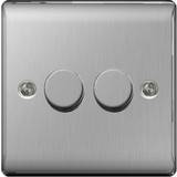 Electrical Outlets & Switches on sale BG Brushed Steel 2 Way Push 400w 2 Gang