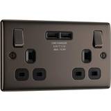 Wall Outlets BG ELECTRICAL Decorative NBN22U3B-01 Switched Power Socket Black Nickel