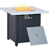 OutSunny Outdoor Propane Gas Fire Pit Table With Lid And Lava Rocks