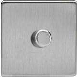 Drivers Varilight Screwless 1-Gang 2-Way Push-On/Off Rotary LED Dimmer Brushed Steel JDSP401S