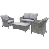 GoodHome Hamilton Outdoor Lounge Set, 1 Table incl. 2 Chairs & 1 Sofas