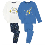 Night Garments Children's Clothing La redoute Pyjamas in Organic Cotton 2-pack - Blue/Ecru (350235181)