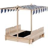 Building Games OutSunny Zesty Kids Wooden Sandpit with Adjustable Canopy, none