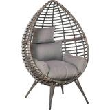 Garden Chairs OutSunny Outdoor Indoor Wicker Teardrop Chair With Cushion Rattan Lounger