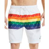 Nautica Pride Rainbow-Stripe 8" Swim Trunks - Natural