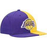 Purple - Women Caps Mitchell & Ness Los Angeles Lakers Team Half and Half Snapback Hat Men - Purple/Gold