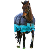 Black Equestrian Horseware Turnout Sheet Lite - Black/Turquoise Blue