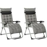 Sun Chairs Garden & Outdoor Furniture OutSunny Two-Piece Sun Lounger Chair Set: Grey