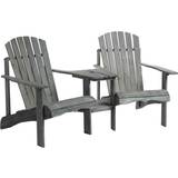 Sun Chairs Outdoor Furniture OutSunny Alfresco Double Adirondack Chairs, Grey