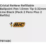 Bic Cristal ReNew Refillable Ballpoint Pen 1.0mm Tip 0.32mm Line Black