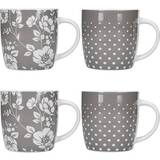 KitchenCraft Cups & Mugs KitchenCraft Barrel Set Of 4 Grey Dot Floral Cup