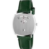Gucci Watches Gucci YA157412 Grip Date Leather Watch, Green/Silver
