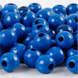 Cheap Beads Creativ Company Træperler, dia. 10 mm, hulstr. 3 mm, blå, 20g, ca. 70 stk