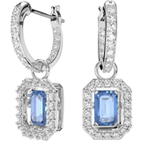 Transparent Jewellery Swarovski Millenia Octagon Cut Drop Earrings - Silver/Blue/Transparent